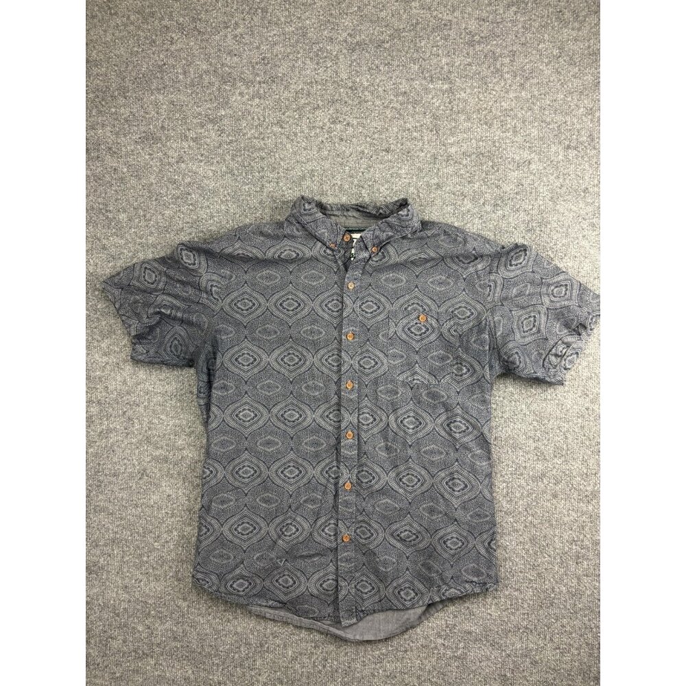 Vissla Shirt Mens XL Gray‎ Short Sleeve Button Up Geometric Print Casual Woven
